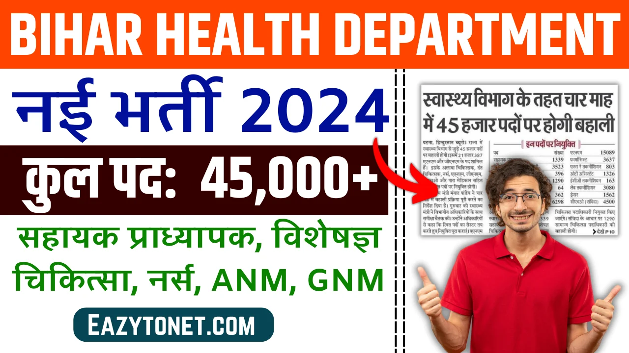 Bihar Health Department Recruitment 2024: बिहार स्वास्थ्य विभाग ने 2024 के लिए 45,000 पदों की घोषणा की