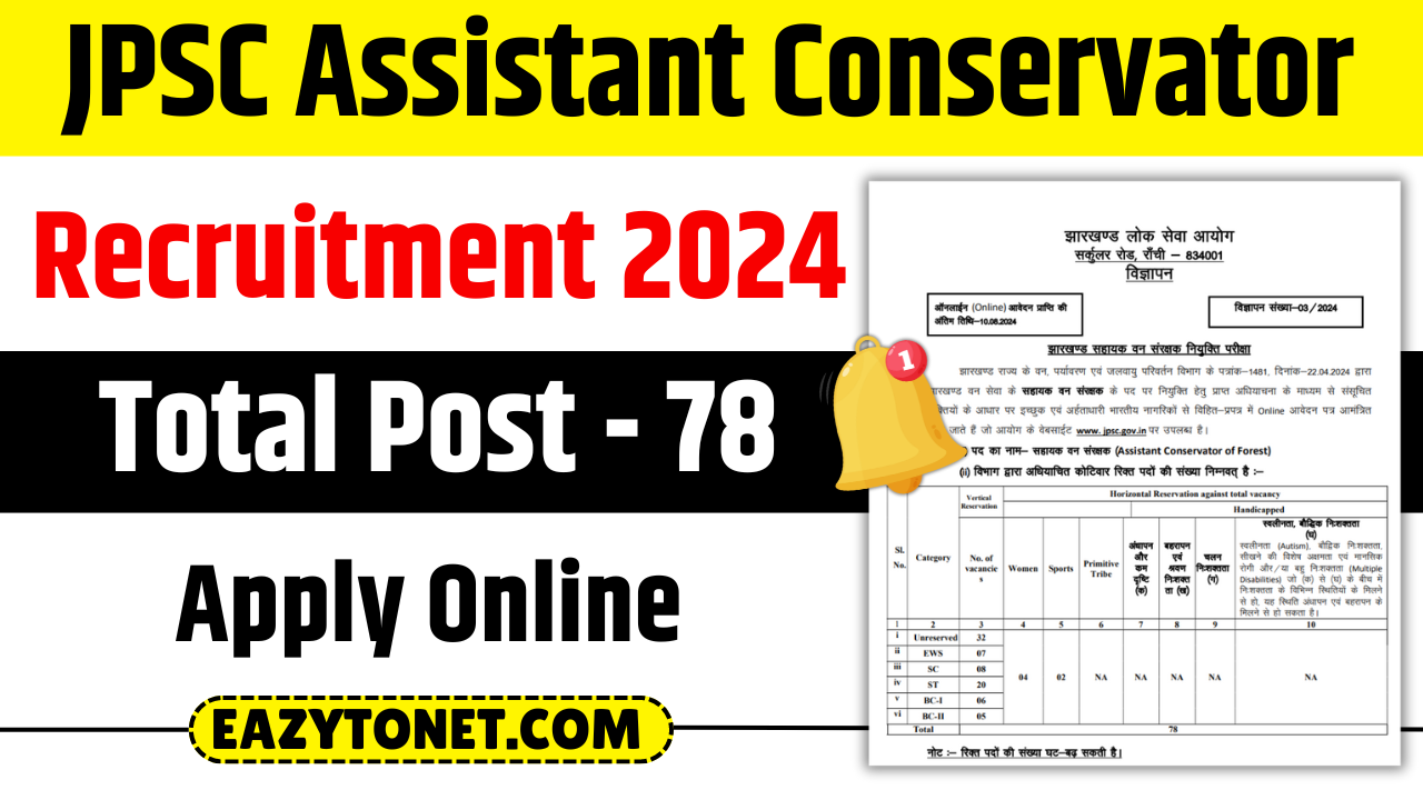 JPSC Assistant Conservator Recruitment 2024: Apply Online For 78 Post