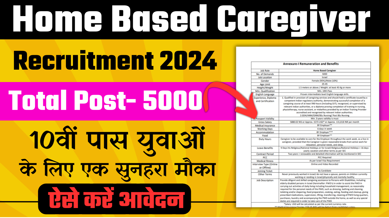 Home Based Caregiver Recruitment 2024: Notification Out For 5000 Posts