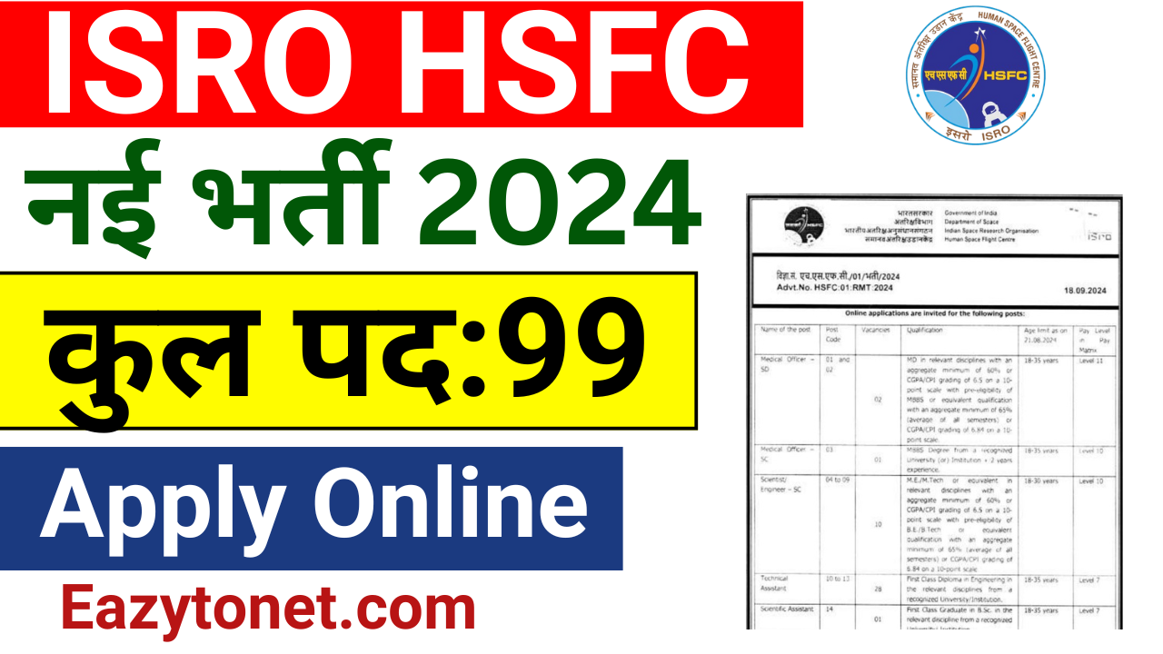 ISRO HSFC Recruitment 2024: ISRO HSFC में आई नई भर्ती, ऐसे करे आवेदन