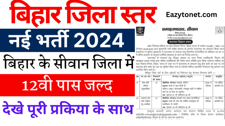 Bihar District Level New Bharti 2024: बिहार जिला स्तर नई बहाली 12वीं पास जल्दी करे आवेदन