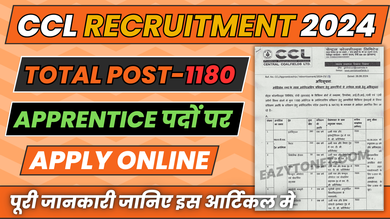 CCL Recruitment 2024: Apply for 1180 Apprentice Post