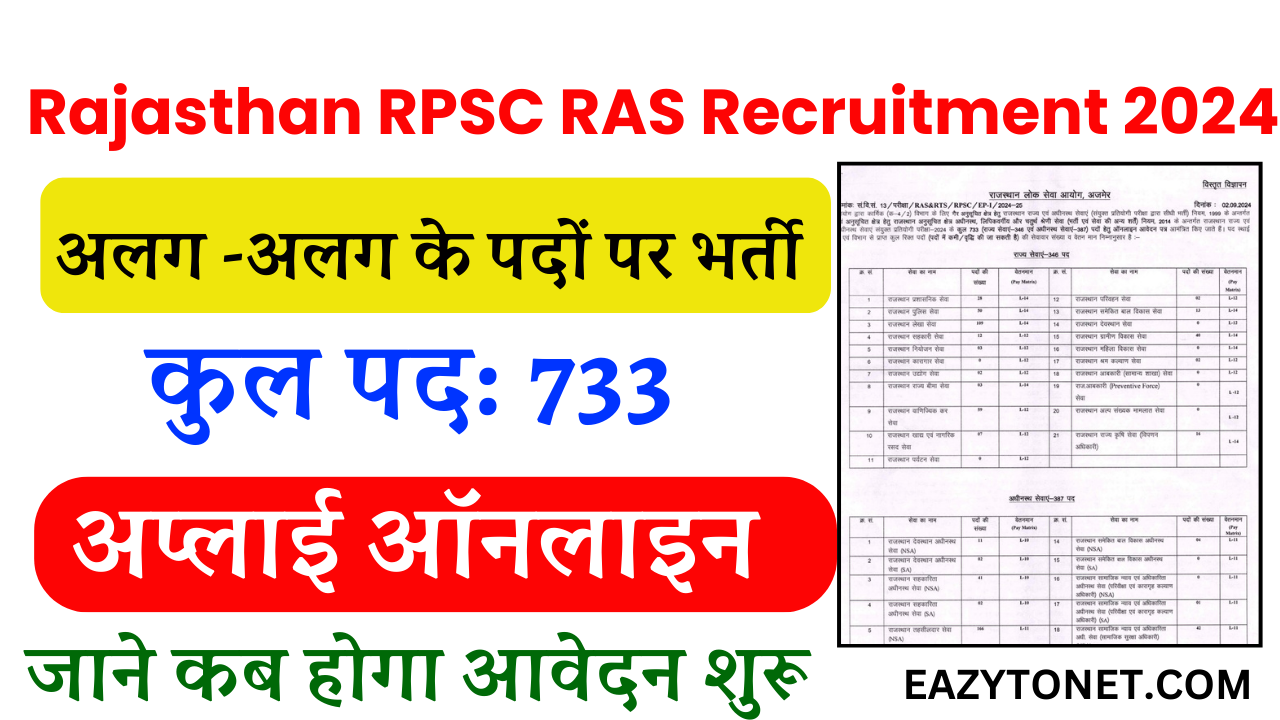 Rajasthan RPSC RAS Recruitment 2024: Apply Online,for 733 Post