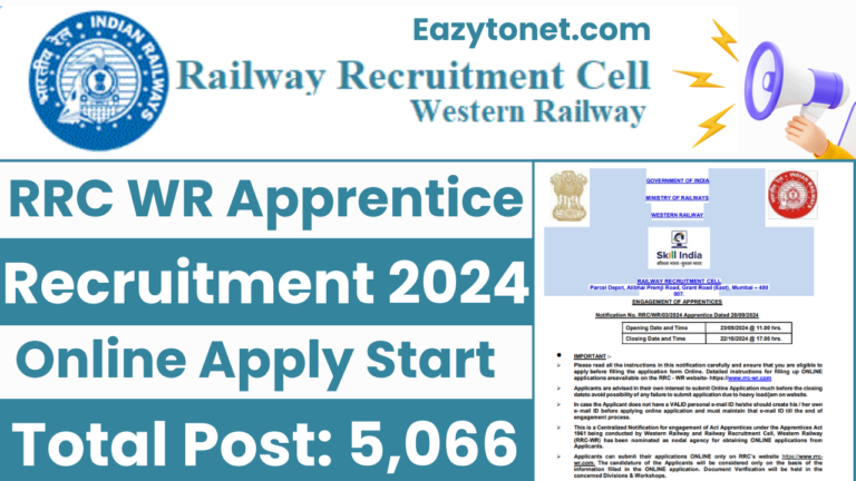 RRC WR Apprentice Recruitment 2024: Online Apply Start For 5,066 Posts