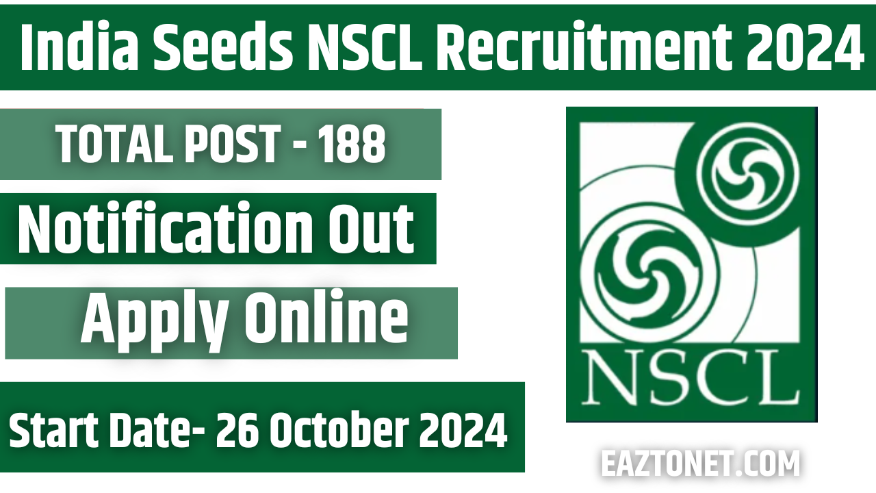 India Seeds NSCL Recruitment 2024: Apply Online for 188 Post