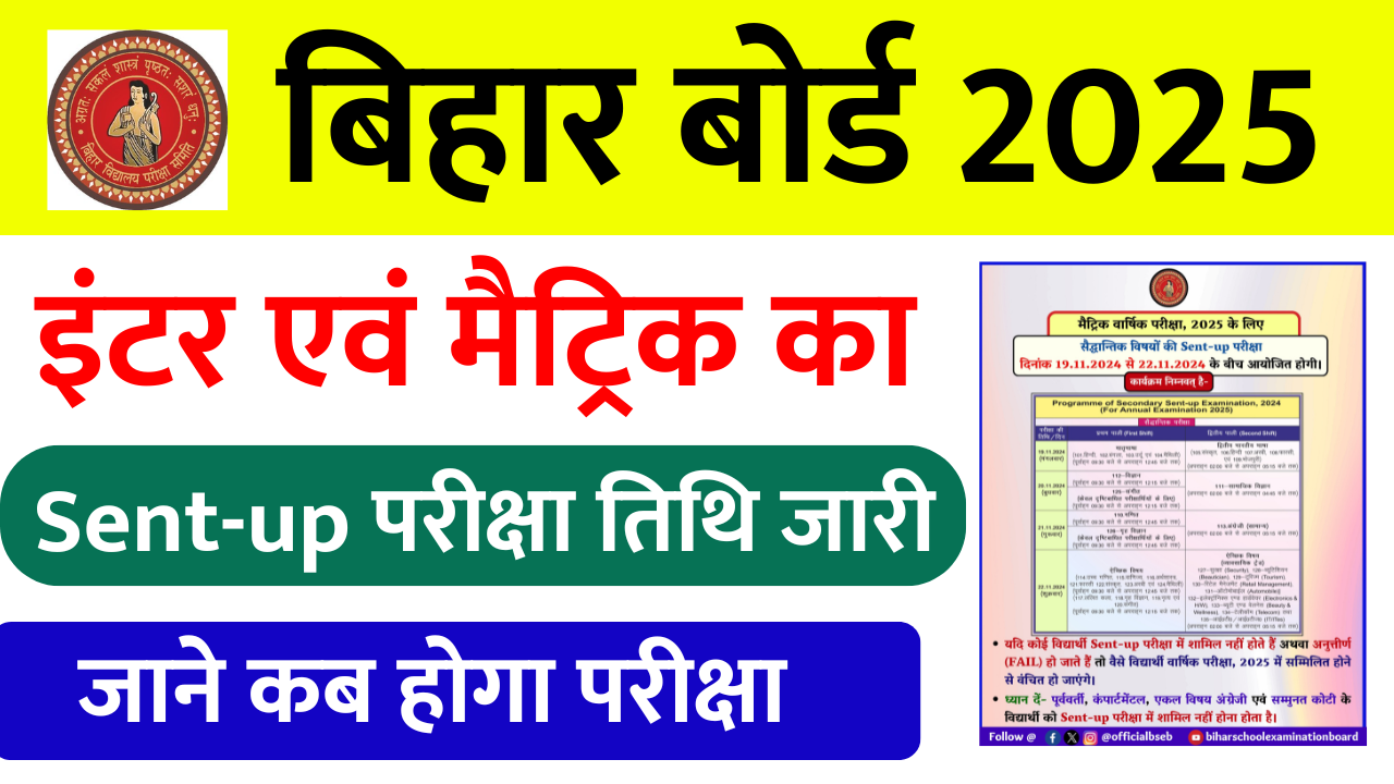 Bihar Board Sent Up Exam 2025: बिहार मैट्रिक इंटर सेंट-उप परीक्षा कब होगा, अधिकारिक सुचना जारी