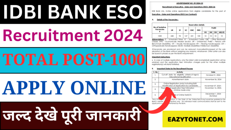 IDBI Bank ESO Recruitment 2024: Apply Online For 1000 Post