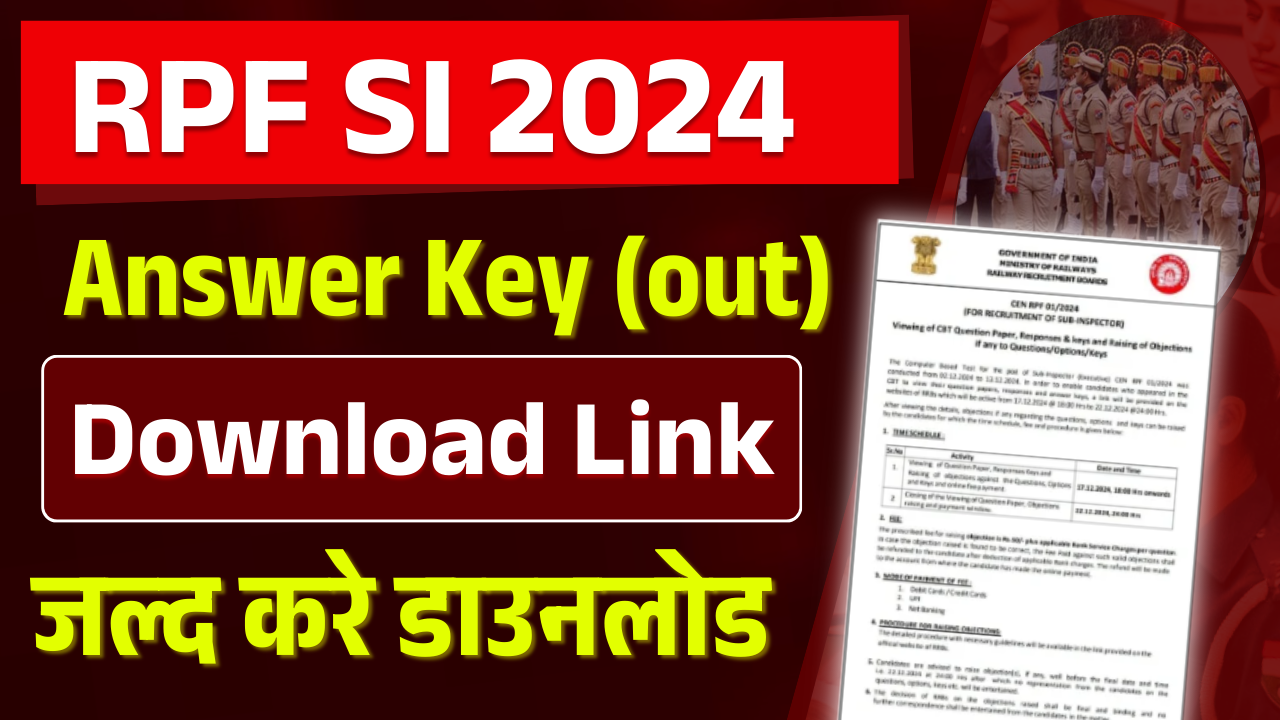 RPF SI Answer Key 2024 Download Link: How to Download RPF SI Answer Key 2024 (Out)