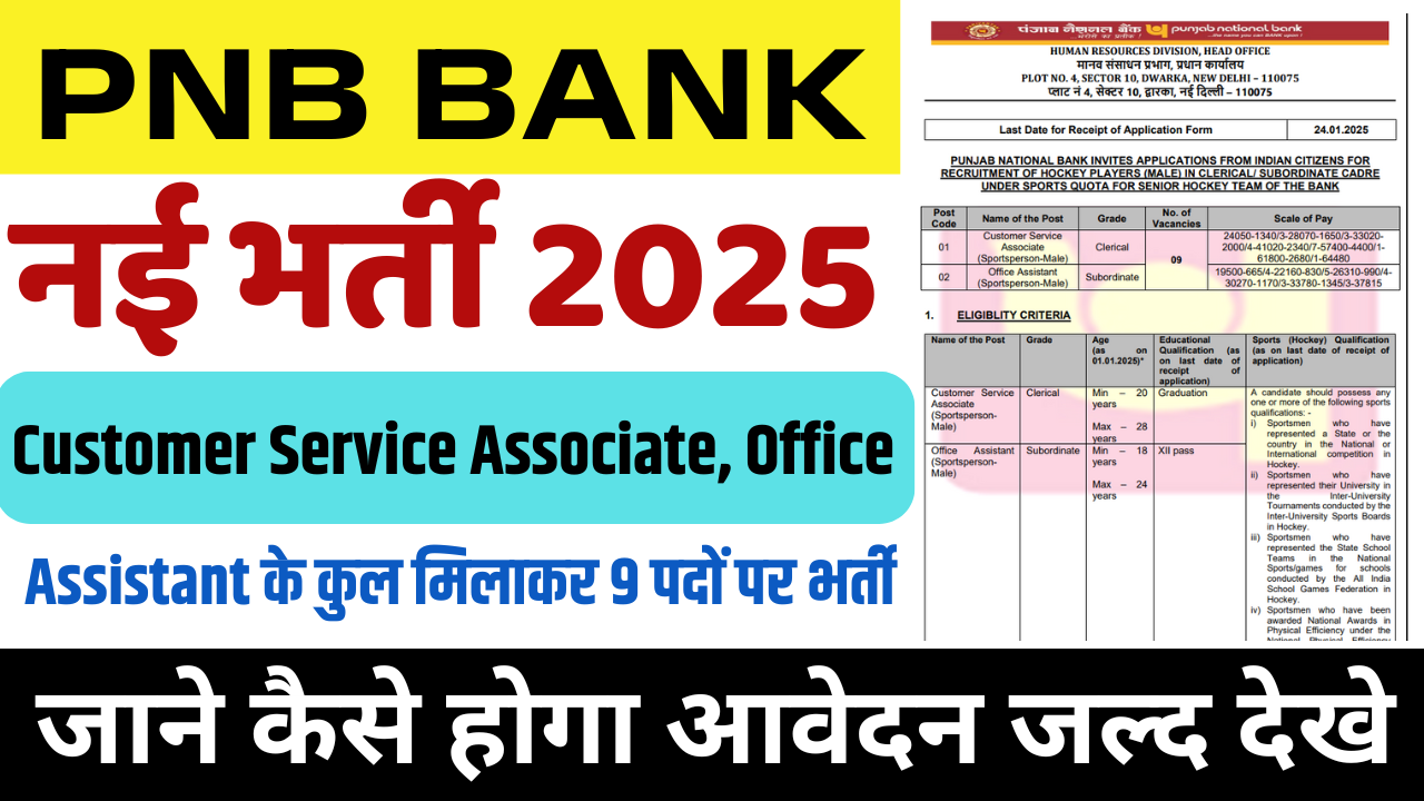 PNB Bank New Recruitment 2025: पंजाब नेशनल बैंक में आई ऑफिस असिस्टेंट एवं अन्य पदों पर भर्ती, जल्द देखे