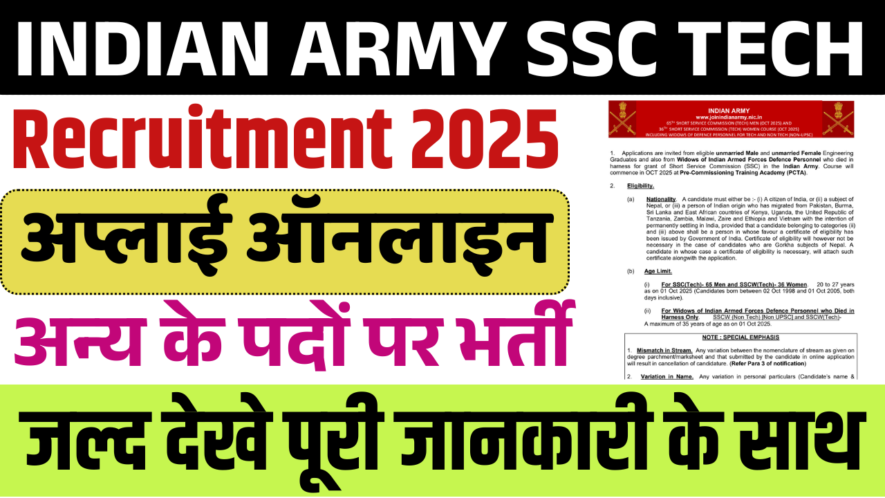 Indian Army SSC Tech Recruitment 2025: Apply Online, For 381 Post