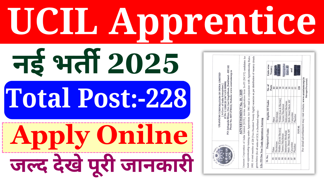 UCIL Apprentice Recruitment 2025: Apply Onilne, For 228 Post 