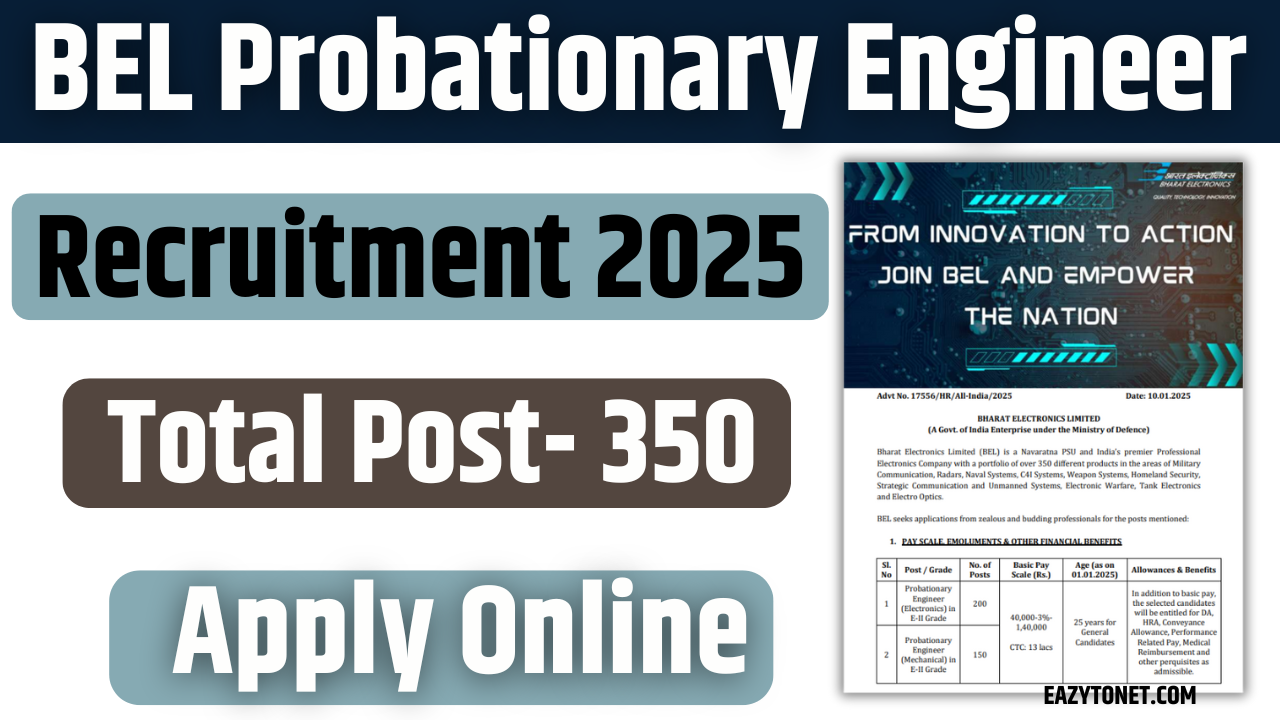 BEL Probationary Engineer Recruitment 2025: Notification Out for 350 Post