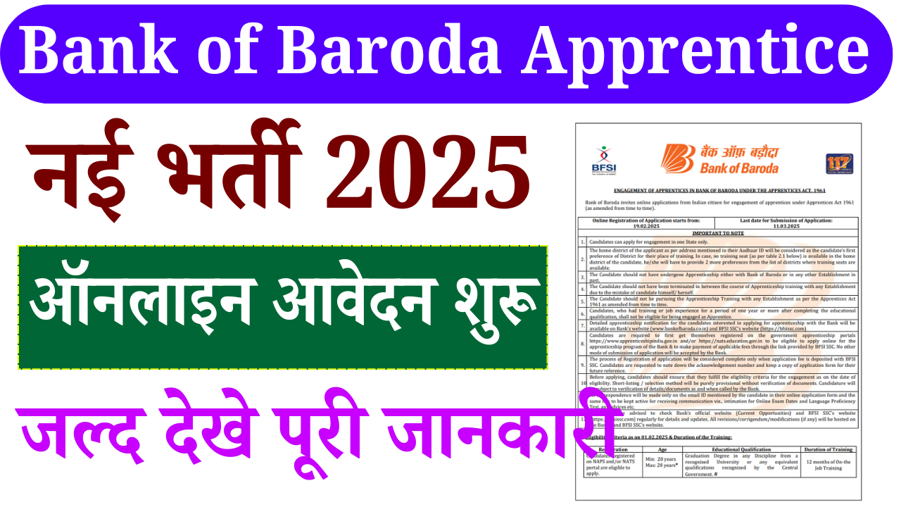 Bank of Baroda Apprentice Recruitment 2025: Apply Online For 4000 Post