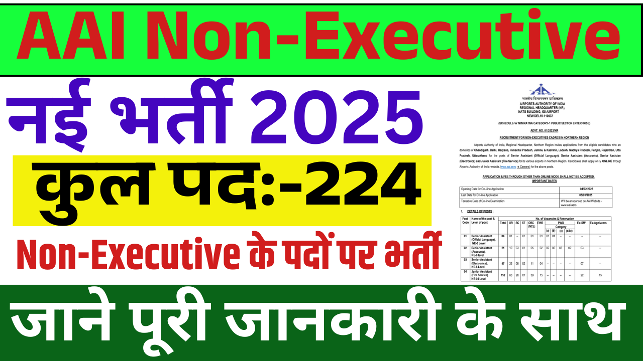 AAI Non-Executive Recruitment 2025: Non-Executive के पदों पर भर्ती, जाने पूरी जानकारी